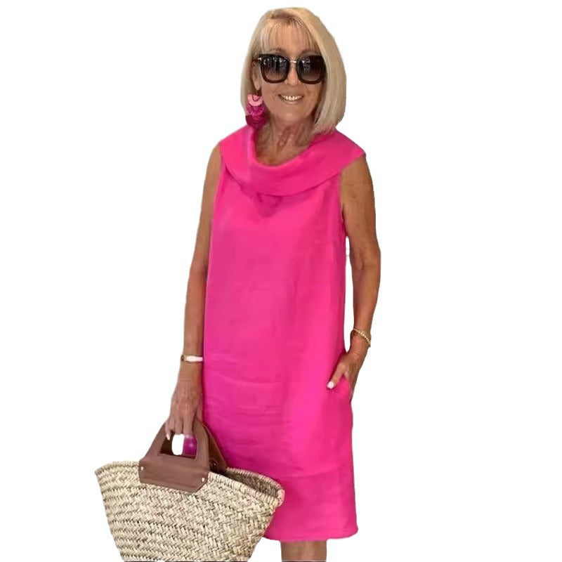 Damen Sommerliches Leinenkleid mit modernem Kragen Echoarchiv