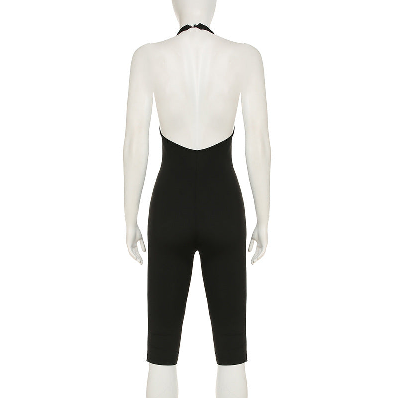 Damen körperbetonter Jumpsuit mit tiefem Rückenausschnitt und reinem Design Echo Archiv