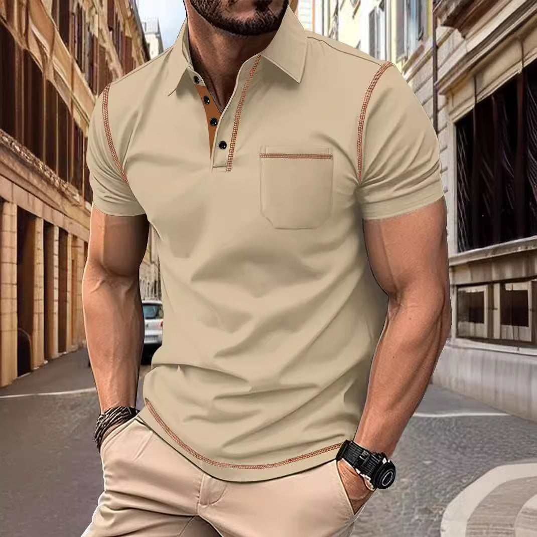 Herren Polohemd mit elegantem Stehkragen und modernen Akzenten Echoarchiv