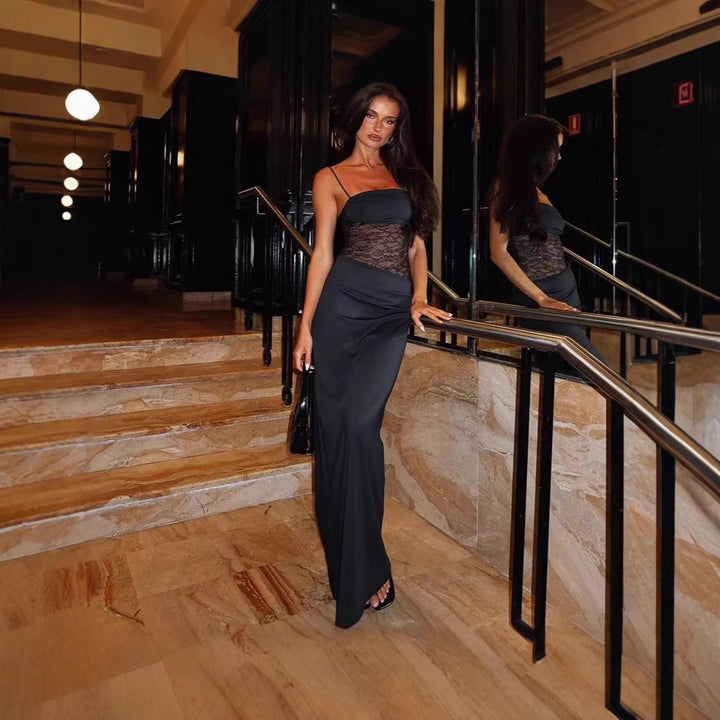 Damen Maxikleid mit transparentem Oberteil und eleganten Details Echo Archiv