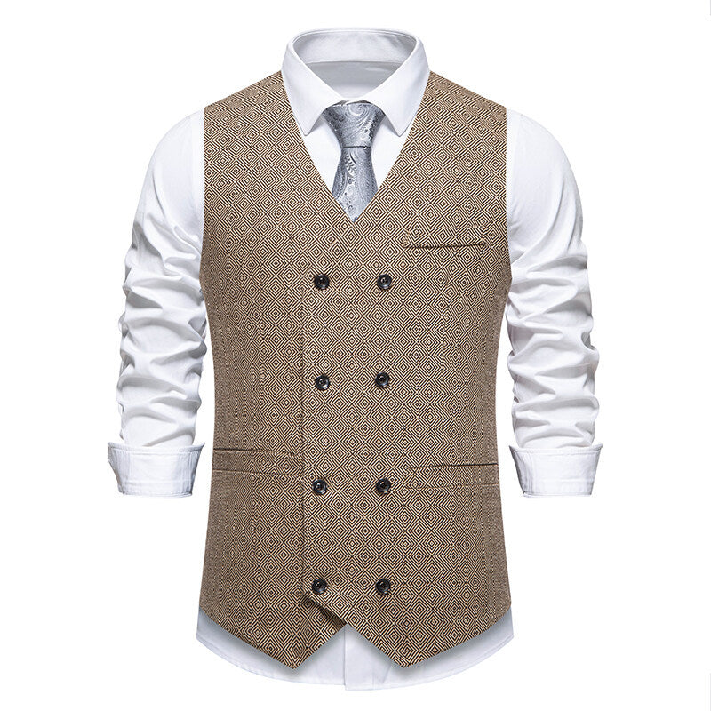 Herren Elegante Weste mit doppelter Knopfleiste und feinem geometrischen Muster Echoarchiv