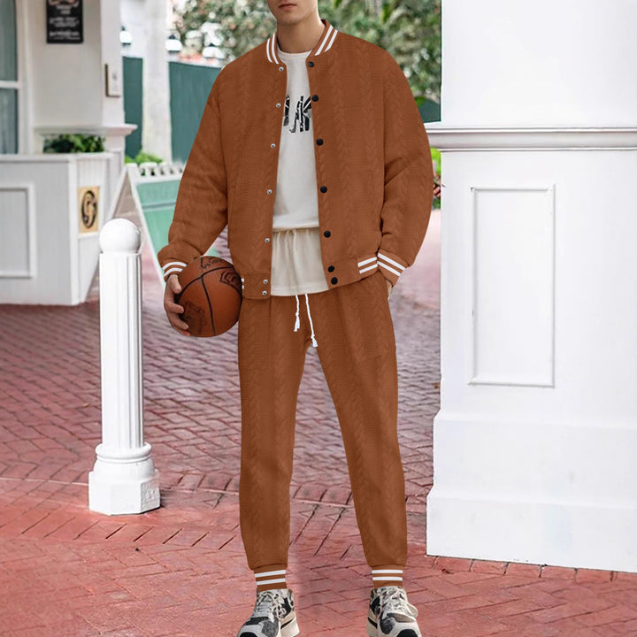 Herren lässiger Strick-Collegejacke mit modernem Design und bequemen Details Echoarchiv