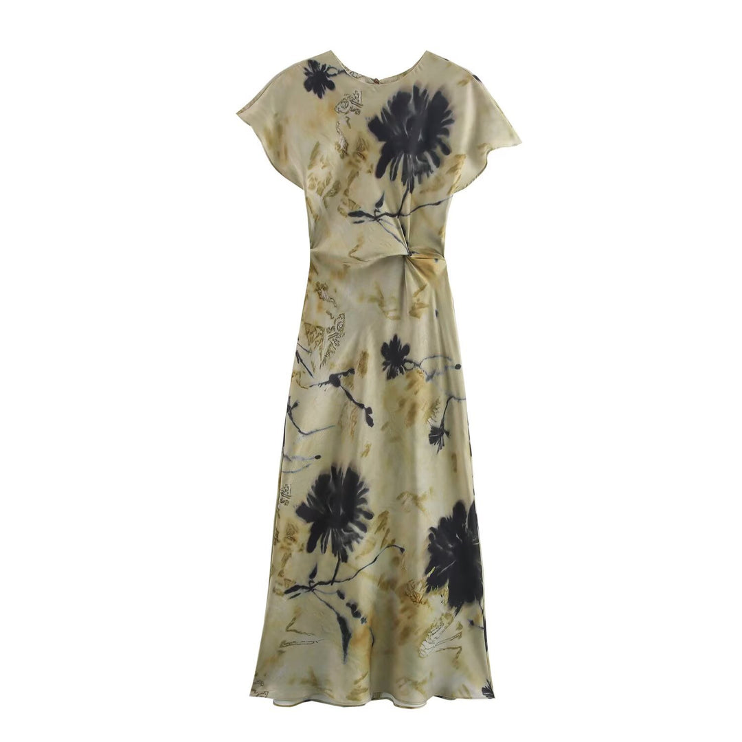 Damen Maxikleid mit modernem geometrischen Muster und fließendem Schnitt Echo Archiv