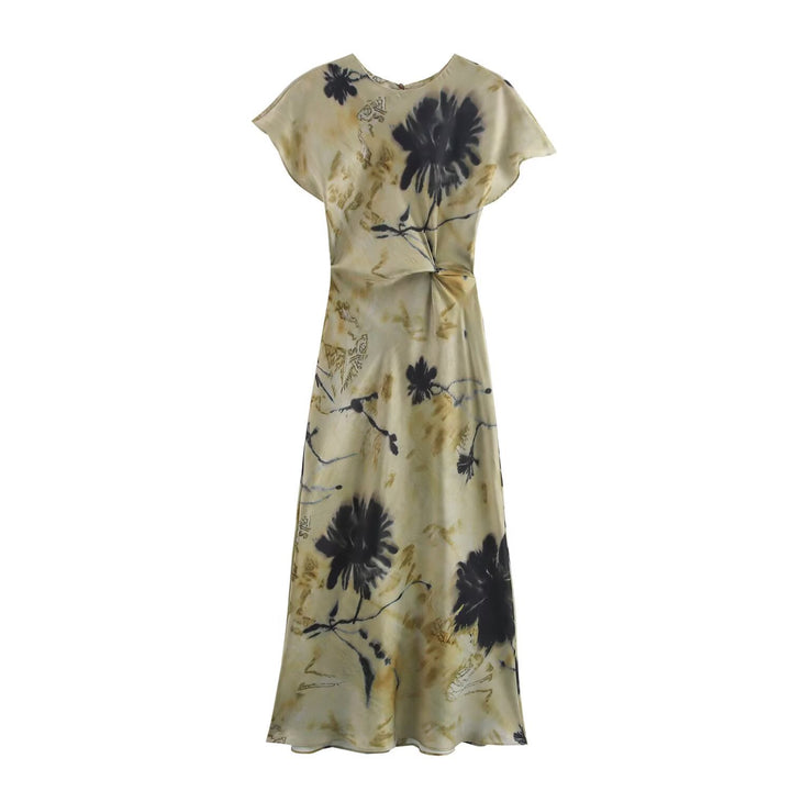 Damen Maxikleid mit modernem geometrischen Muster und fließendem Schnitt Echo Archiv
