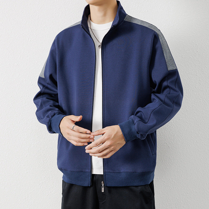 Herren Leichte Zip‑Trainingsjacke im Minimalstil mit Stehkragen und Kontrastpaspel Echo Archiv