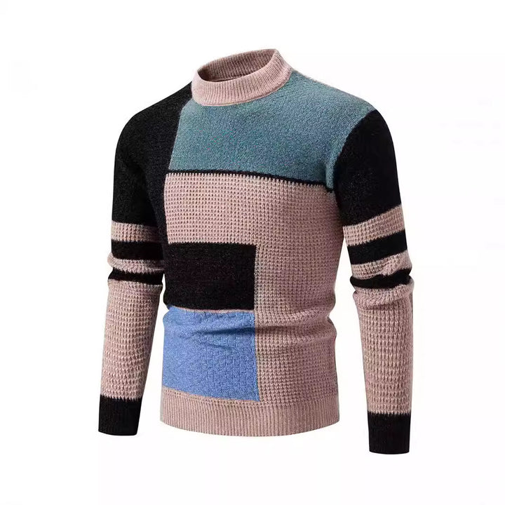 Herren Strukturierter Pullover mit modernem Farbblockdesign Echoarchiv