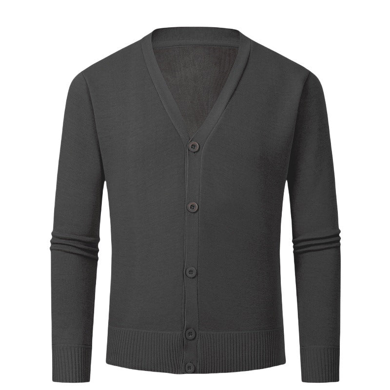 Herren Strickjacke mit V-Ausschnitt und knopflosem Design Echoarchiv