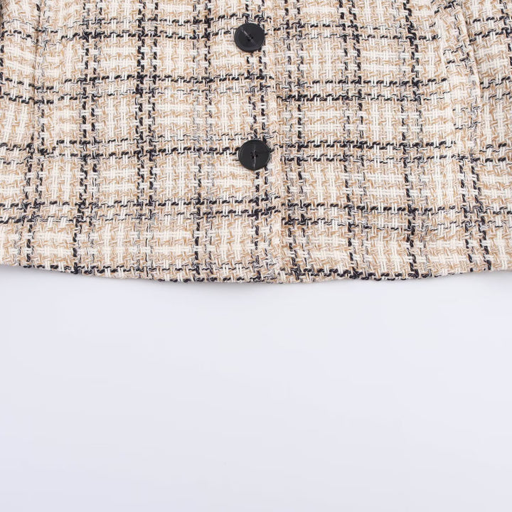Damen Kurzjacke aus Bouclé-Tweed mit Karomuster und kastigem Schnitt Echo Archiv