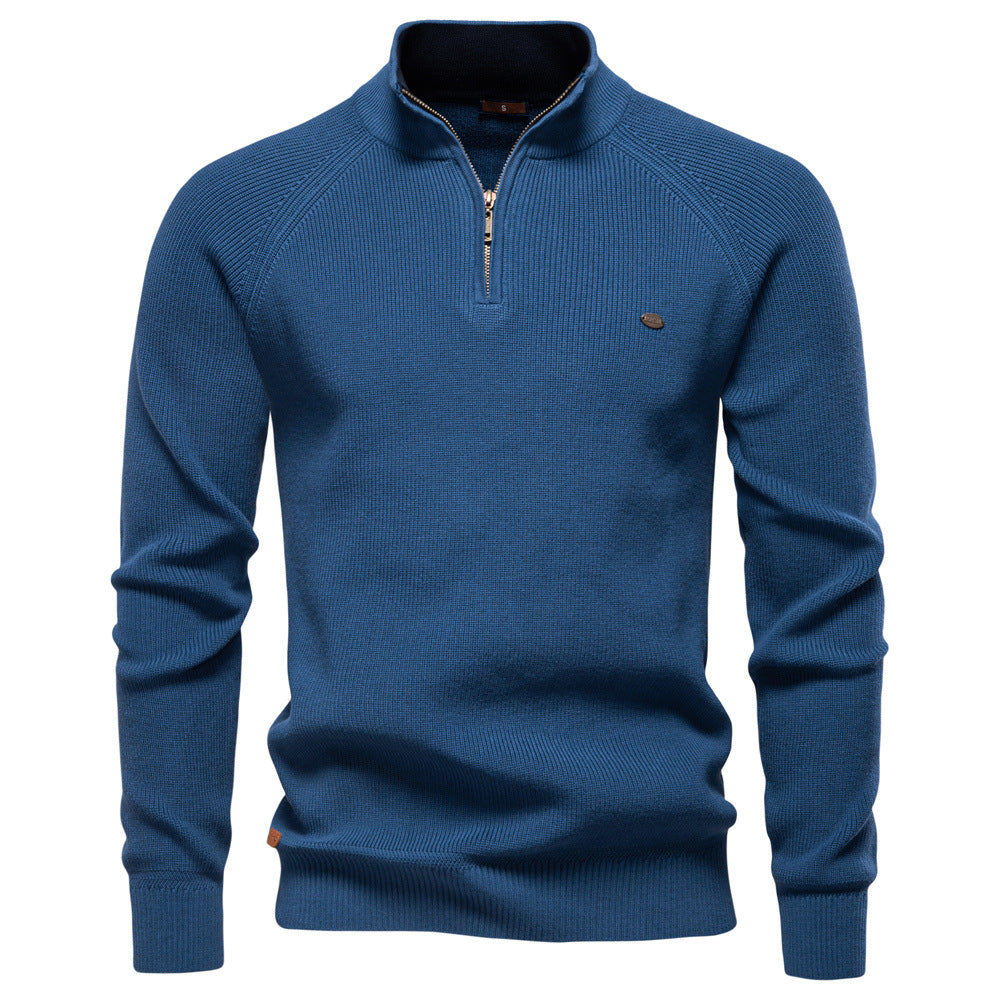 Herren Strickpullover mit halbem Reißverschluss und sportlichen Details Echoarchiv
