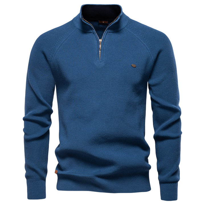 Herren Strickpullover mit halbem Reißverschluss und sportlichen Details Echoarchiv