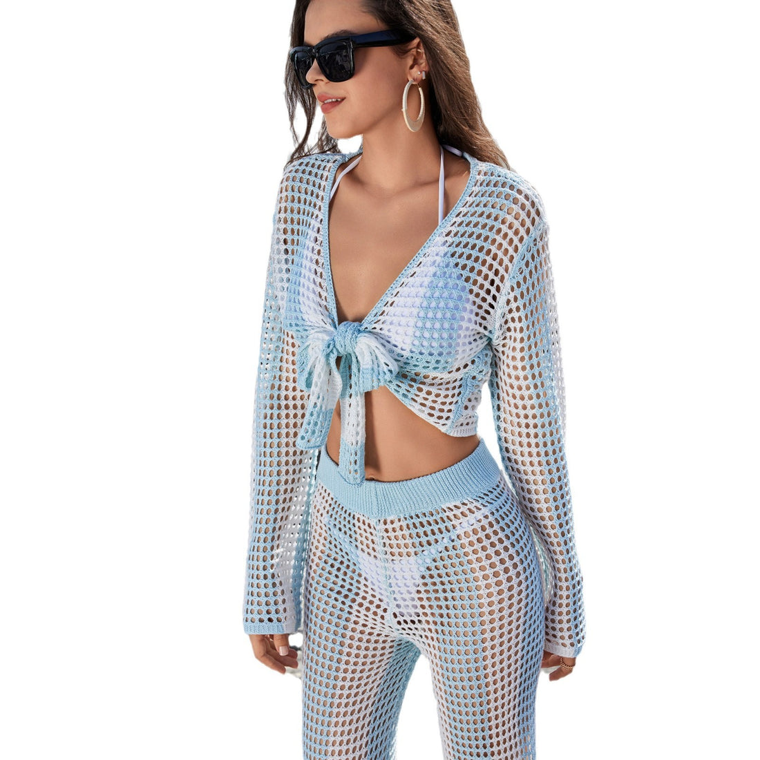 Damen luftiges Netzoberteil und High-Waist-Hose – Élanora