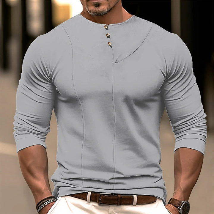 Herren Langarmshirt mit modischem Knopfdetail Echoarchiv