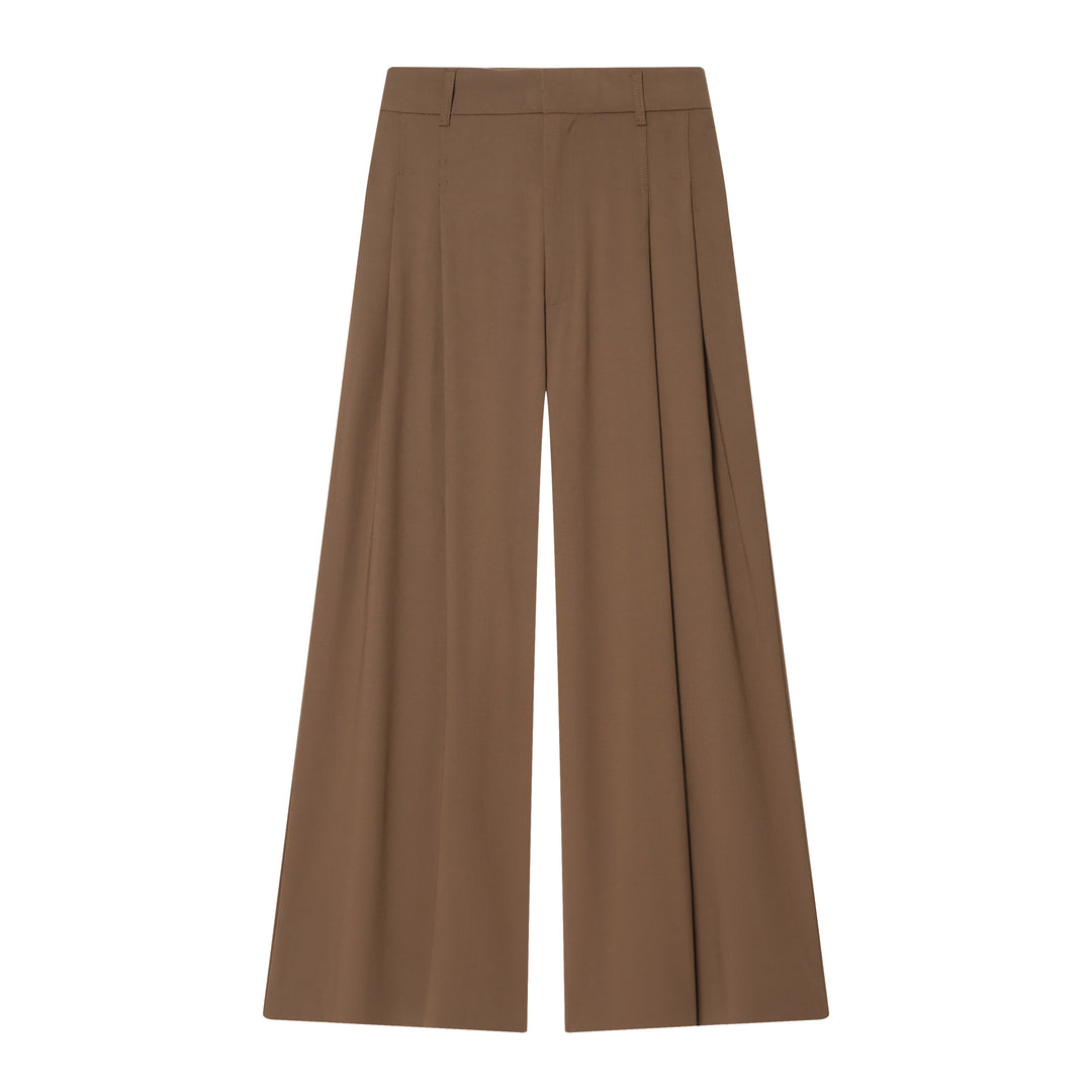 Damen hochtaillierte weite Bundfalten-Hose mit weitem Bein und Bügelfalte – Avélisse