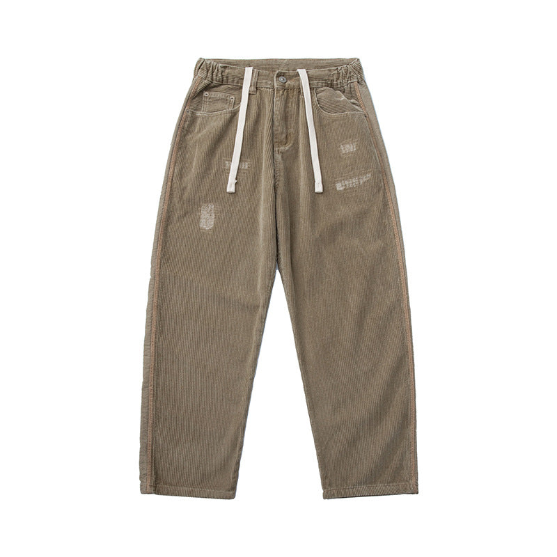Herren Cordhose im Relaxed-Fit mit elastischem Tunnelzugbund und Used-Details Echoarchiv