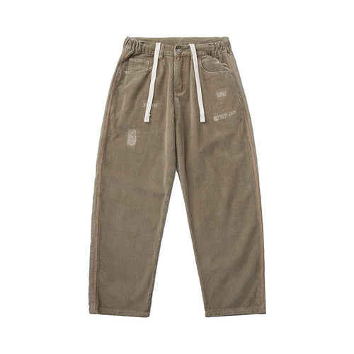 Herren Cordhose im Relaxed-Fit mit elastischem Tunnelzugbund und Used-Details Echoarchiv