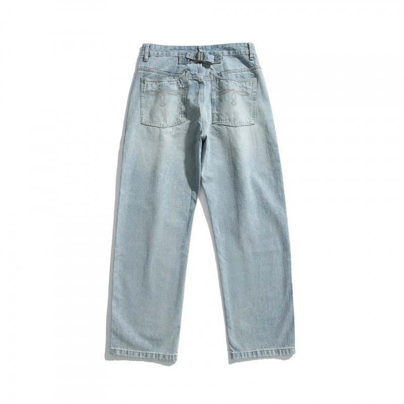 Herren Lässige Straight-Jeans mit hohem Bund, geradem Bein und stonewashed Finish Echo Archiv