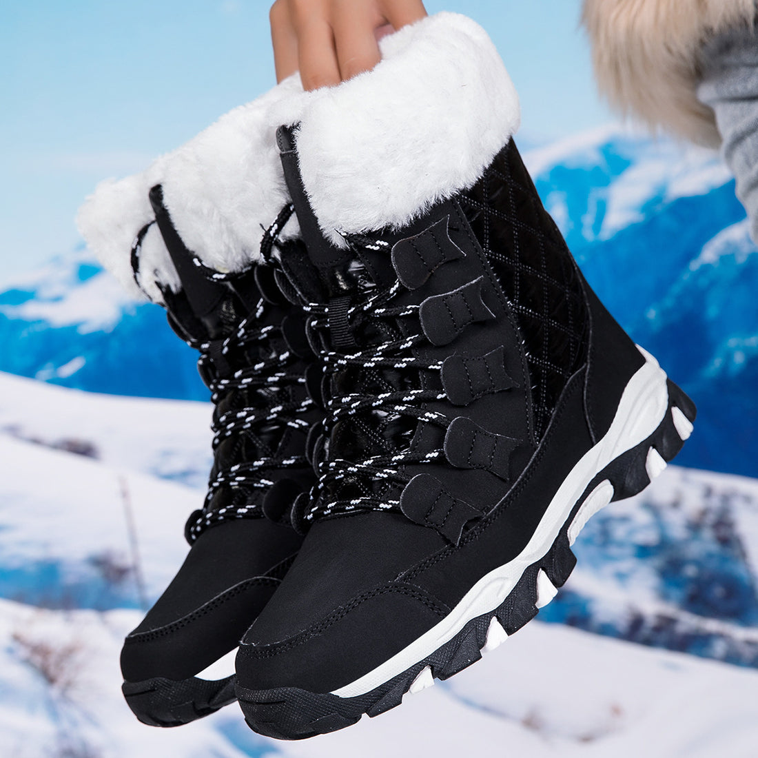 Damen Thermo-Schneestiefel mit gesteppter Isolierung, Teddyfutter und griffiger Profilsohle Echo Archiv