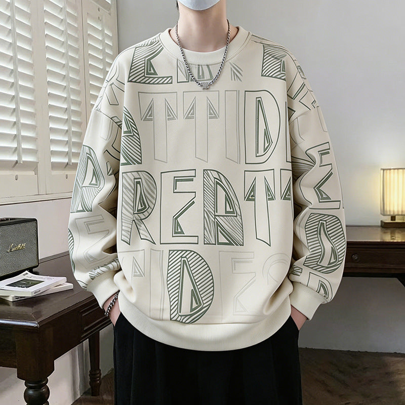 Herren Oversized-Sweatshirt mit großflächigem Lettering-Print und geripptem Saum Echo Archiv