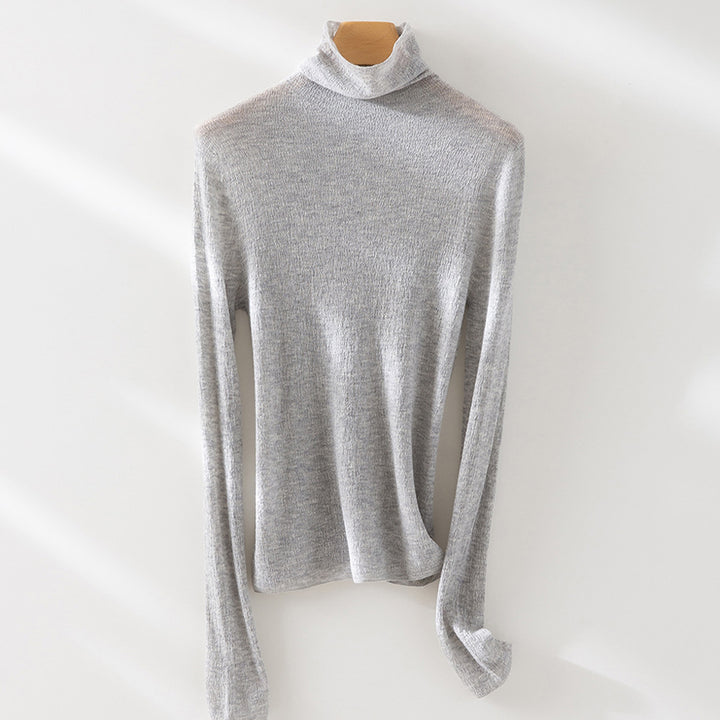 Damen Feiner ultraleichter Rollkragenpullover aus Stretch‑Feinstrick Echoarchiv