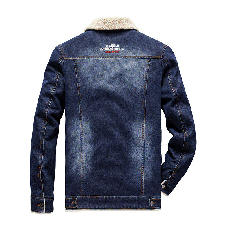 Herren Denim-Truckerjacke mit wärmender Sherpa‑Fütterung und Vintage‑Used-Details Echoarchiv