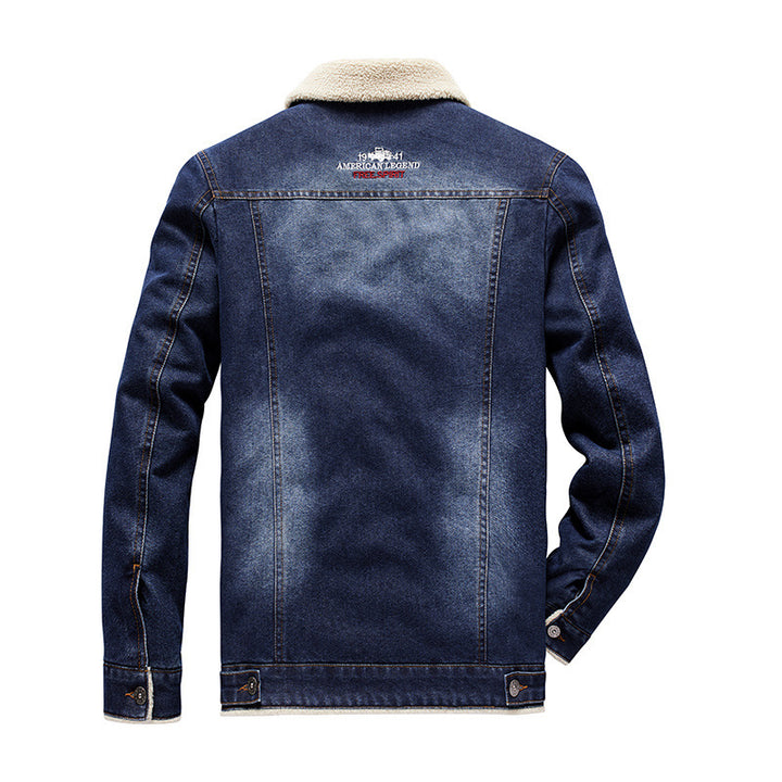 Herren Denim-Truckerjacke mit wärmender Sherpa‑Fütterung und Vintage‑Used-Details Echoarchiv