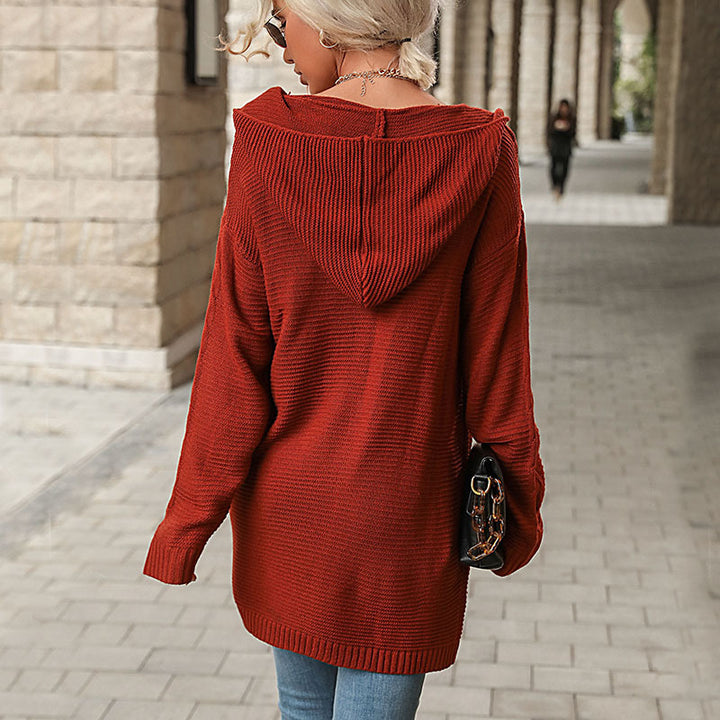 Damen Lange Strickjacke im Feinstrick mit Zopfmuster und lässiger Longline‑Passform – Veloura