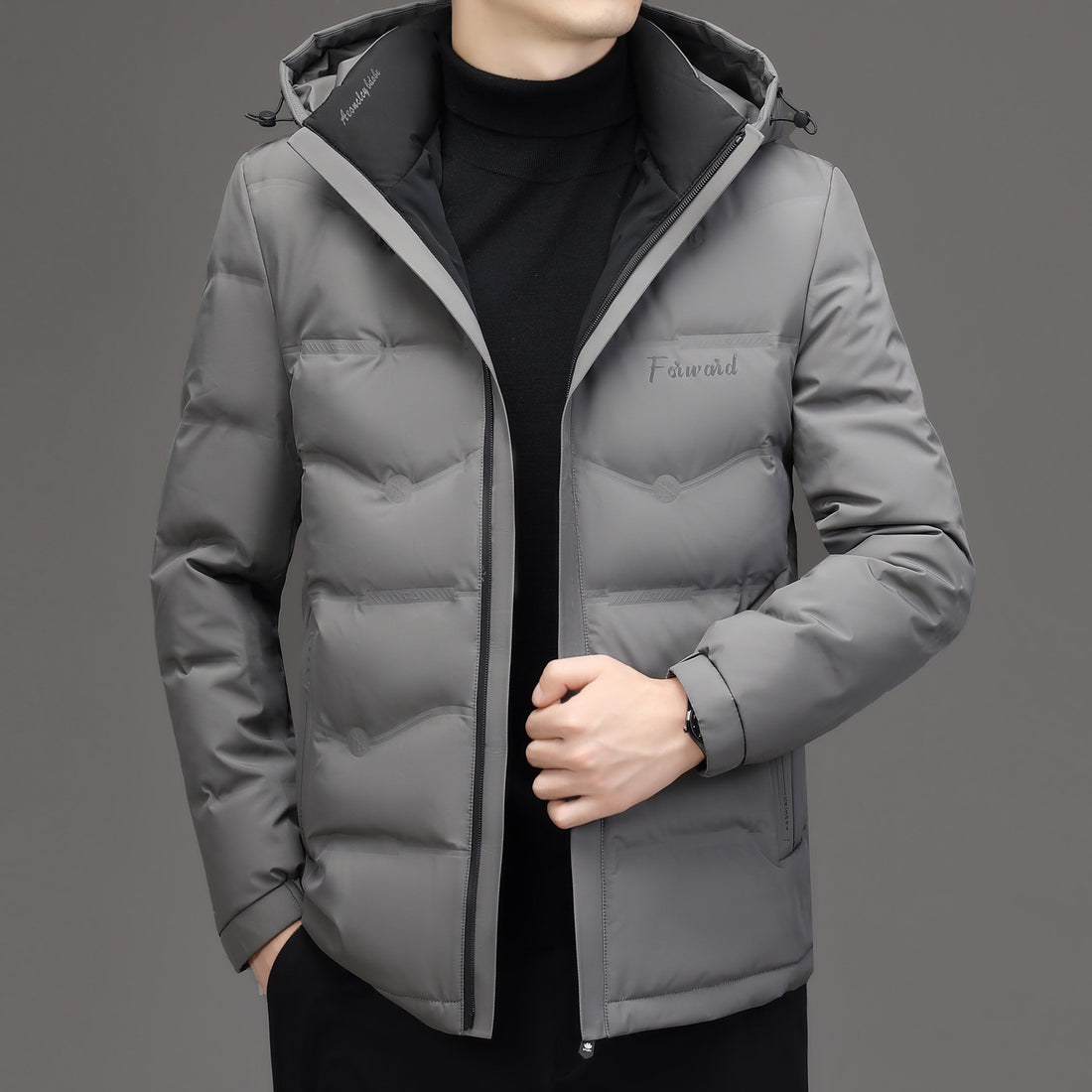 Herren Steppjacke mit Kapuze und schlanker Thermofütterung – Marzano