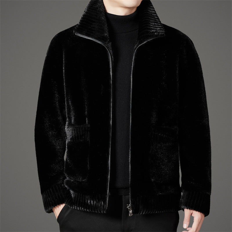 Herren weiche Fleecejacke mit hohen Kragen und praktischen Taschen Echoarchiv