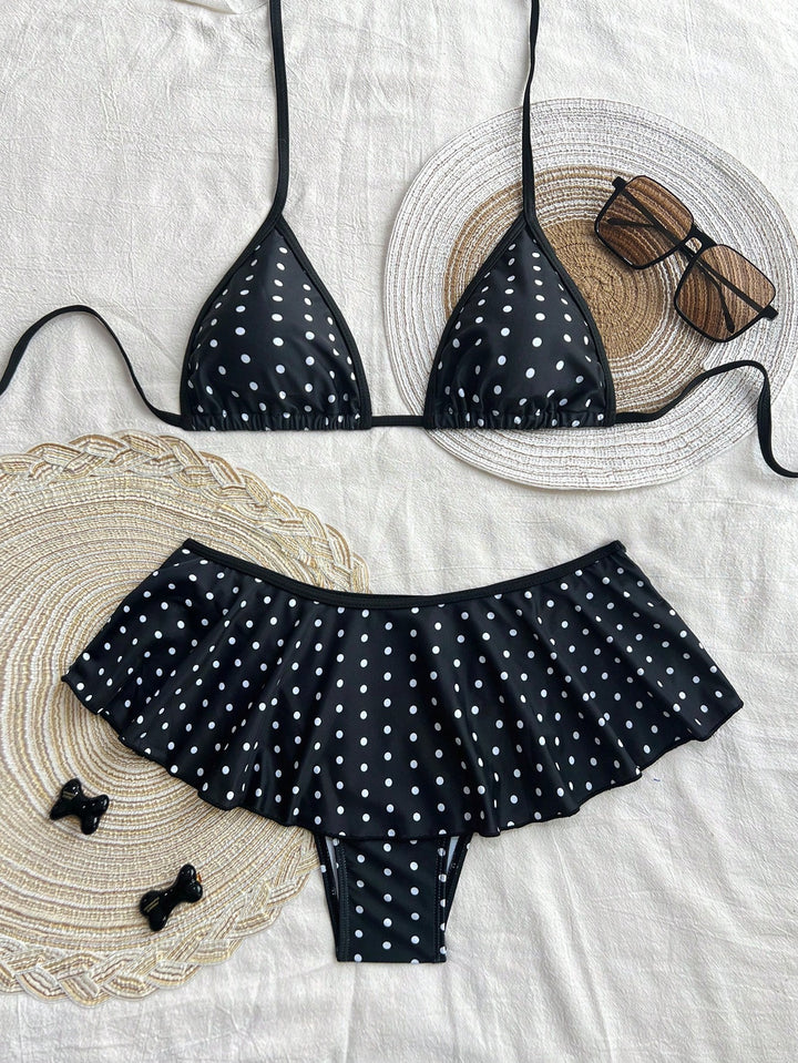 Damen Triangel-Bikini mit verspieltem Rüschensaum Echo Archiv