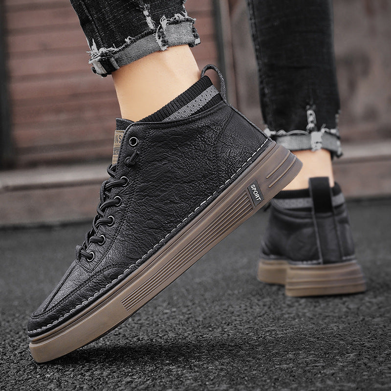 Damen Hohe Sneakers aus echtem Leder mit robustem Profil und dämpfender Sohle Echo Archiv