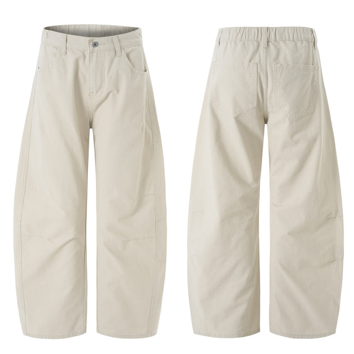 Damen Weite hochtaillierte Canvas-Hose mit elastischem Rückbund und Utility-Nähten Echo Archiv
