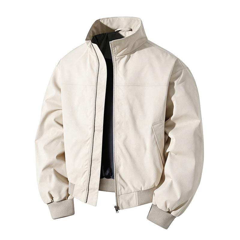 Herren kurz geschnittener Blouson mit Stehkragen und geripptem Saum – Taviero