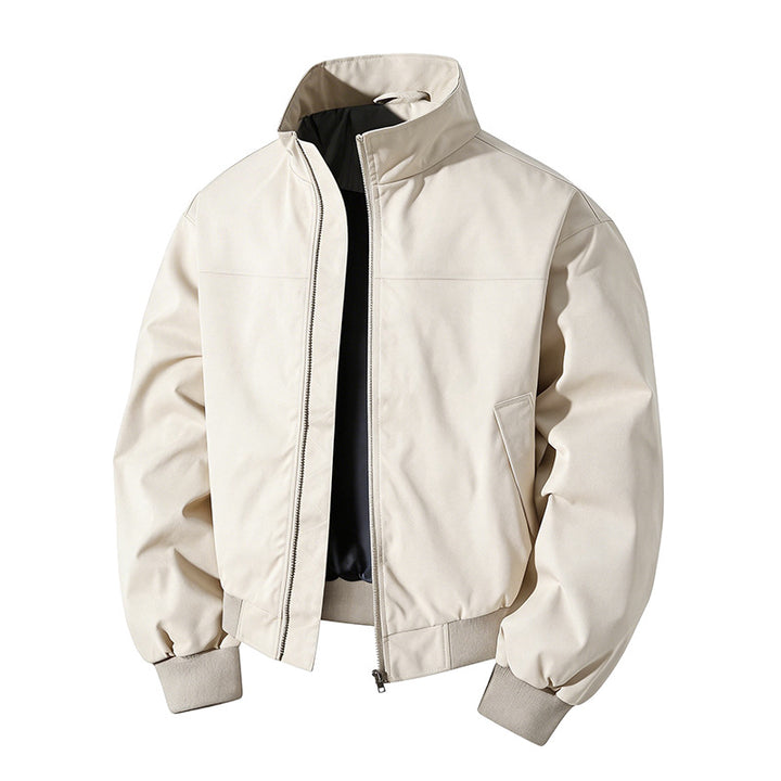 Herren kurz geschnittener Blouson mit Stehkragen und geripptem Saum – Taviero