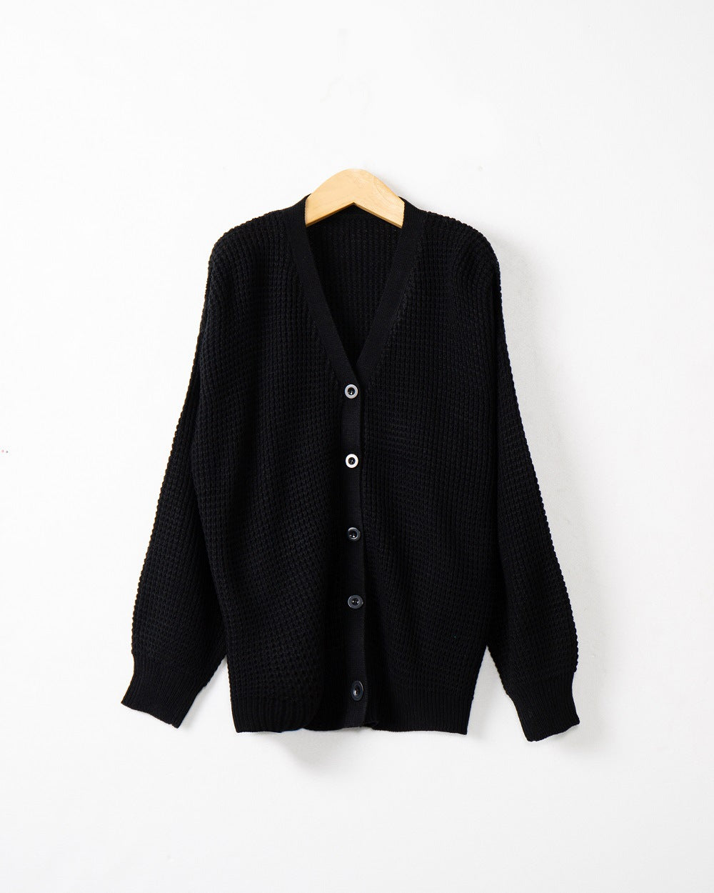 Damen Waffelstruktur-Cardigan mit tiefem V-Ausschnitt und kastigem Oversize-Schnitt Echo Archiv