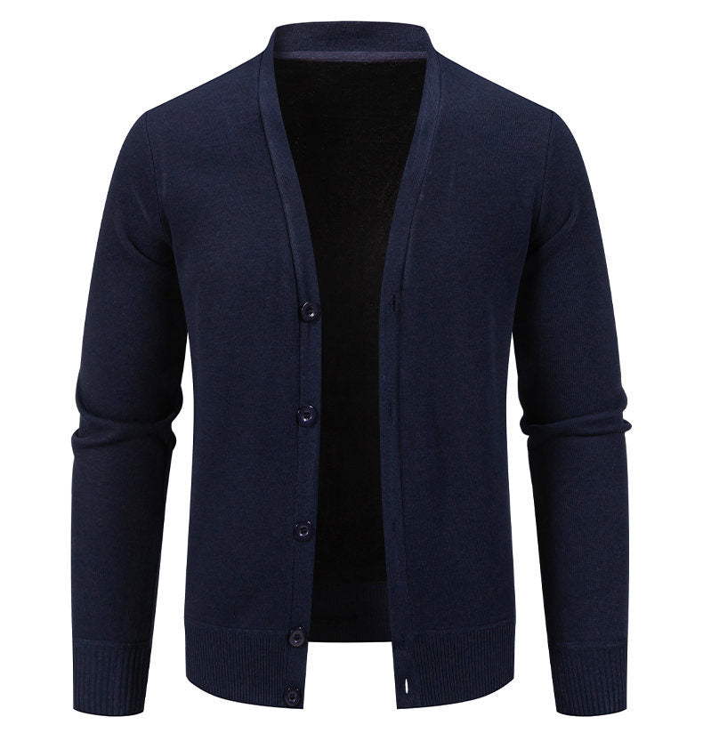 Herren kuschelige Strickjacke mit V-Ausschnitt und Knopfleiste Echoarchiv