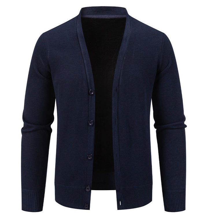 Herren kuschelige Strickjacke mit V-Ausschnitt und Knopfleiste Echoarchiv