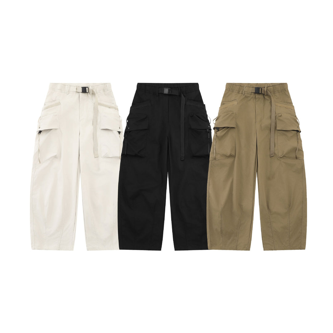 Damen Weite Cargo‑Culotte mit aufgesetzten Taschen und integriertem Webbing‑Gürtel Echoarchiv