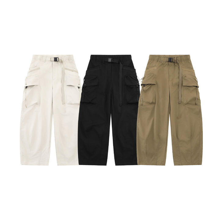 Damen Weite Cargo‑Culotte mit aufgesetzten Taschen und integriertem Webbing‑Gürtel Echoarchiv