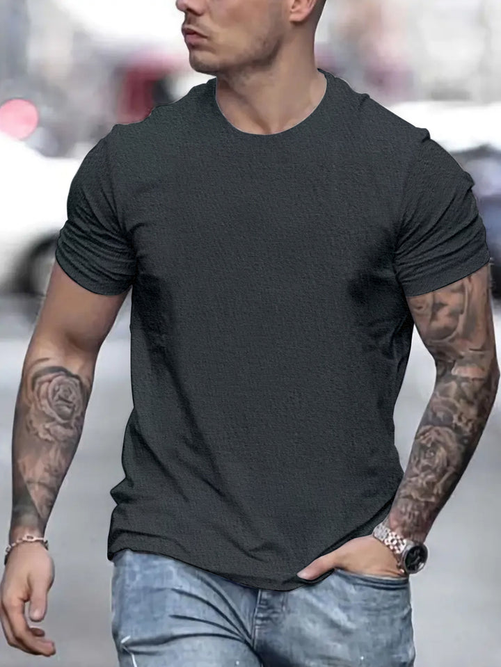 Herren lässiges T-Shirt mit strukturierter Oberfläche und bequemem Schnitt Echoarchiv