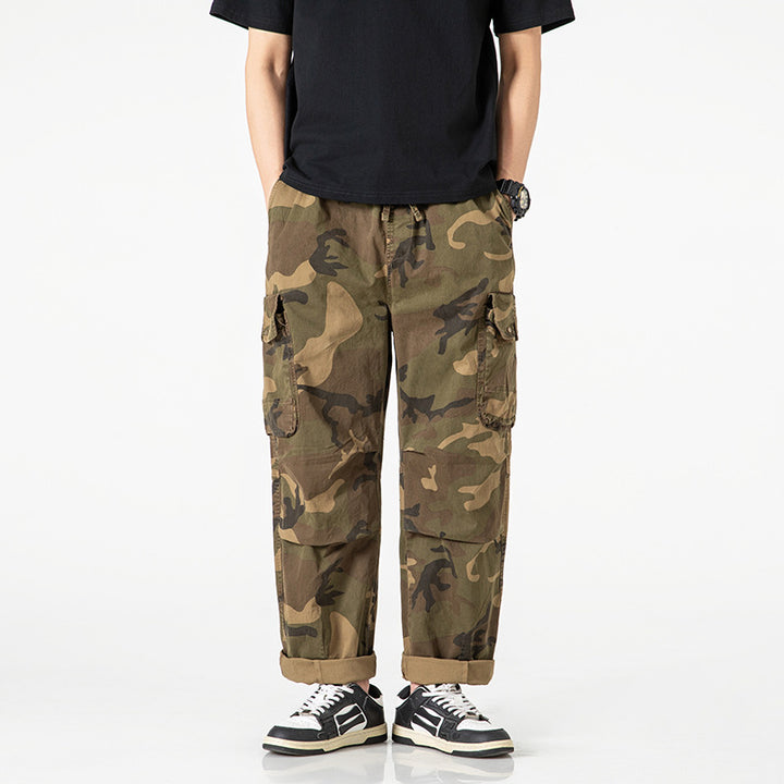 Herren Loose‑Fit Cargohose im Army‑Style mit elastischem Bund, Kordelzug und Multifunktions‑Taschen Echo Archiv