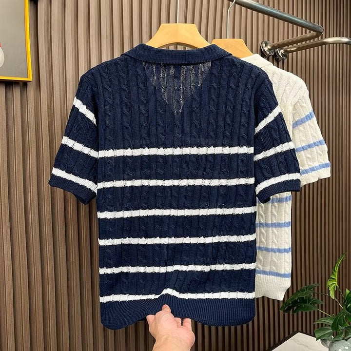 Herren Kurzarm-Pullover mit strukturierter Strickweise Echo Archiv