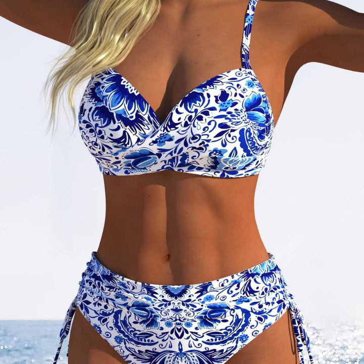 Damen gefütterter Bikini mit hoher Taille und verspieltem Blumenmuster Echo Archiv