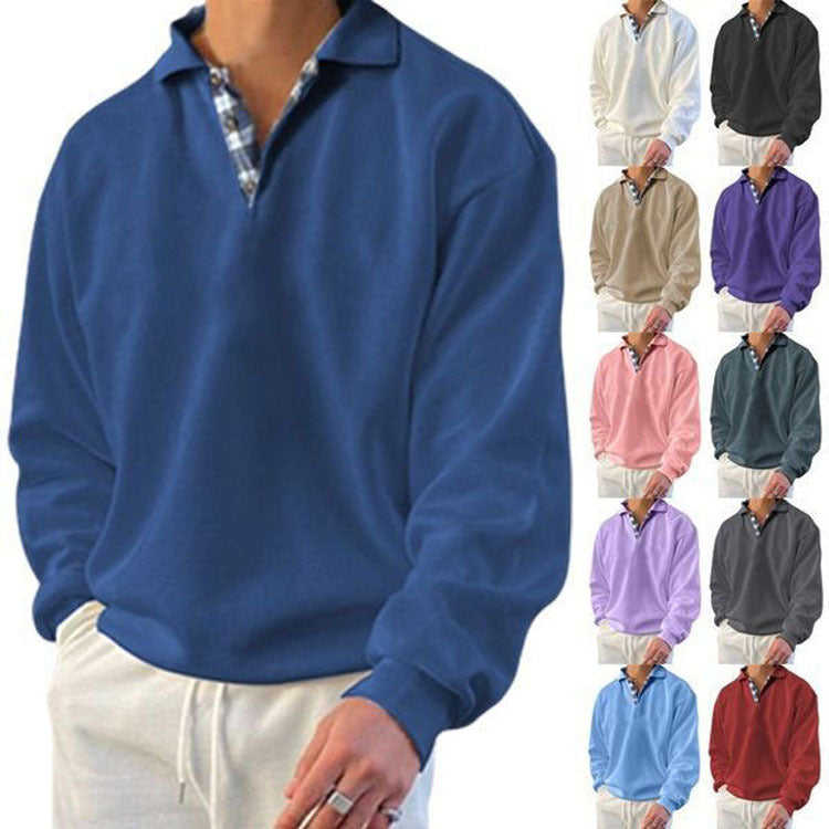 Herren nan lässiger Pullover mit Polokragen und verdeckter Karo-Innenseele aus Baumwollmischung Echo Archiv