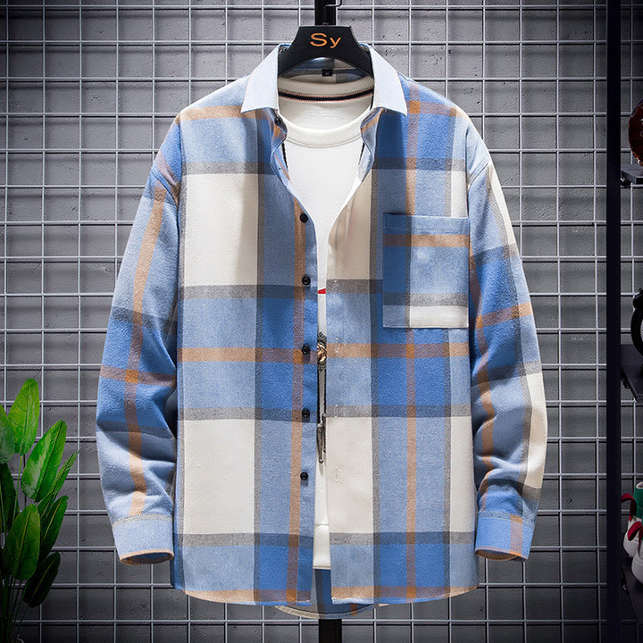Herren nan karierte Flanell-Hemdjacke im Oversize-Schnitt mit aufgesetzter Brusttasche Echo Archiv
