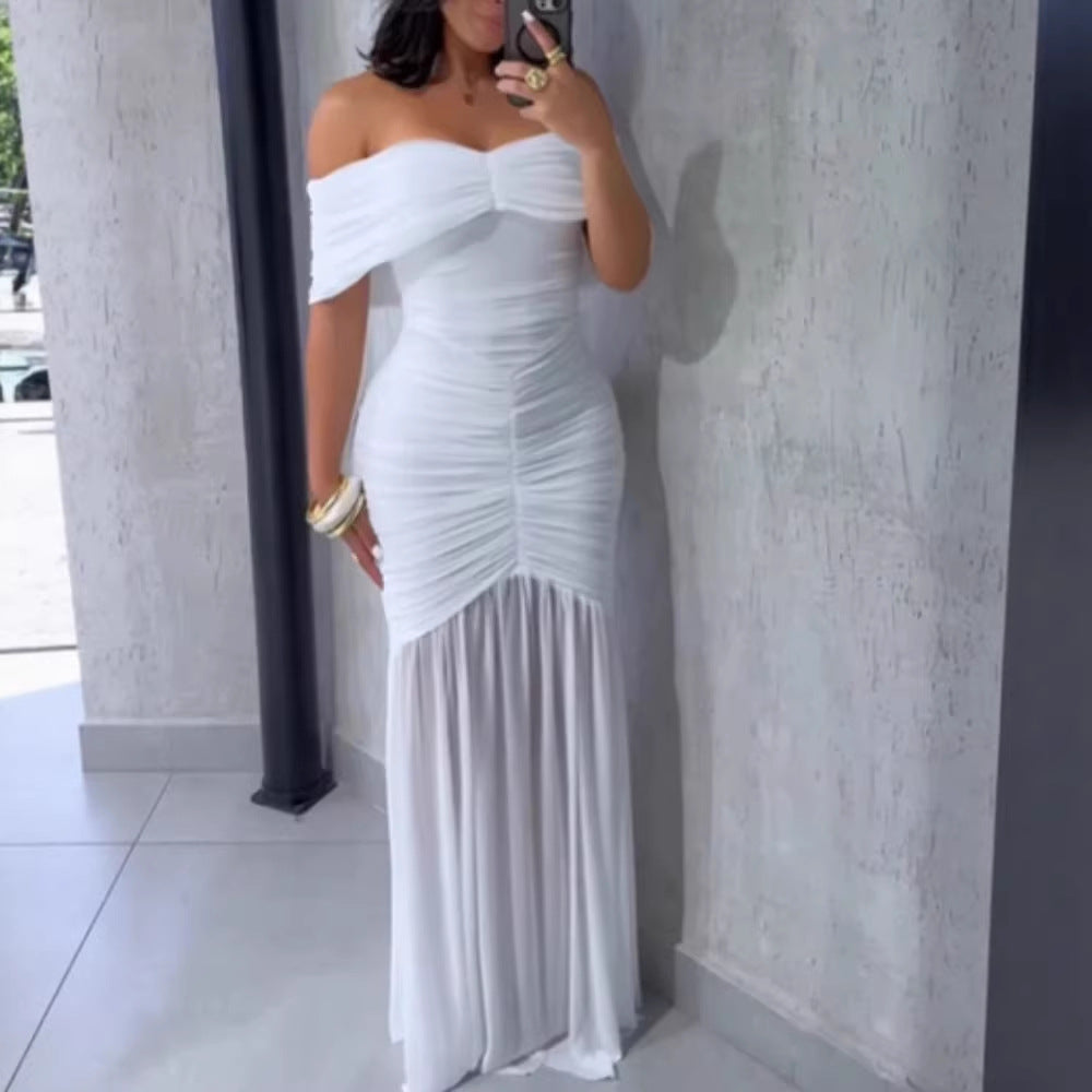 Damen Off-Shoulder Maxikleid mit elegantem Raffungseffekt Echo Archiv