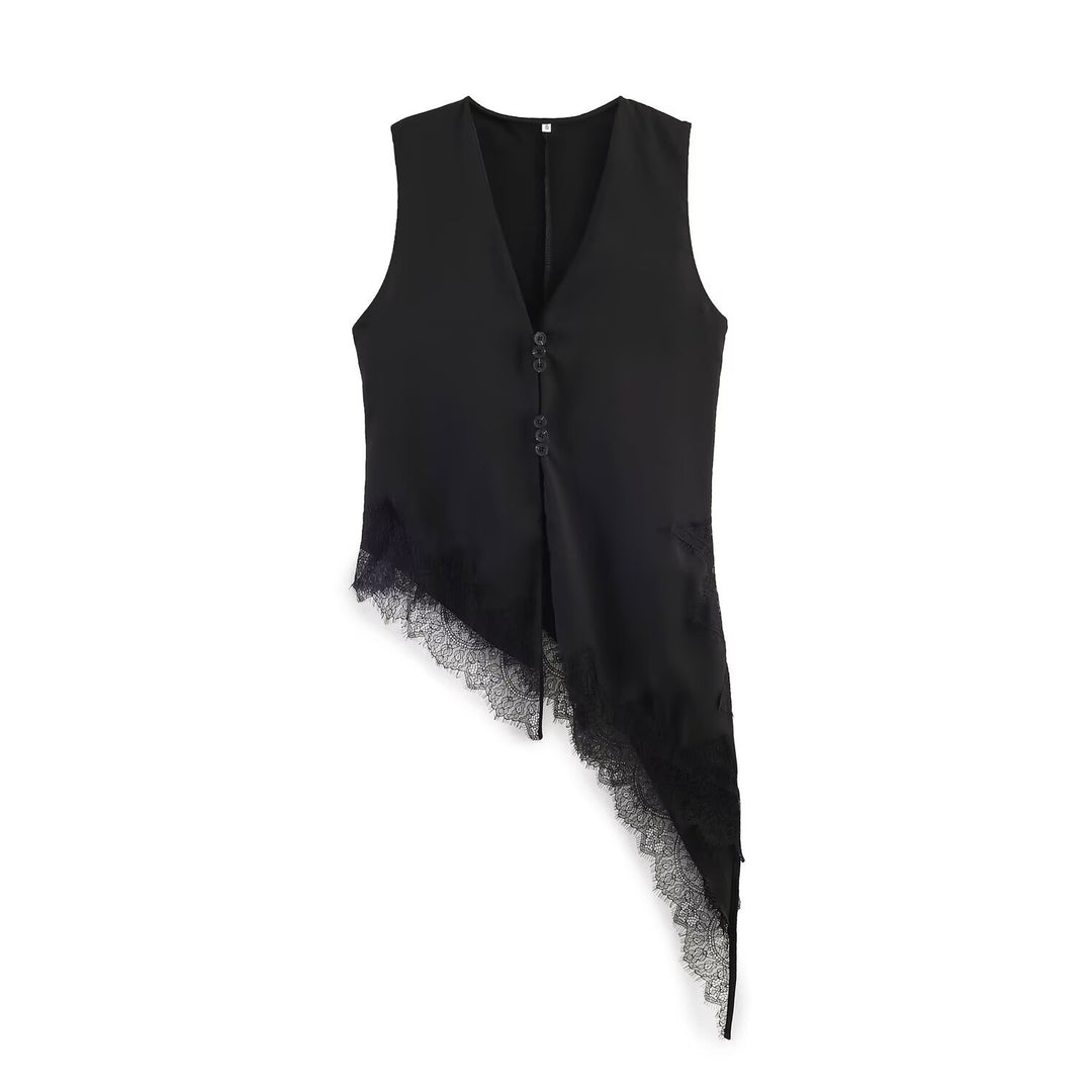 Damen asymmetrische Weste mit eleganter Spitze Echo Archiv