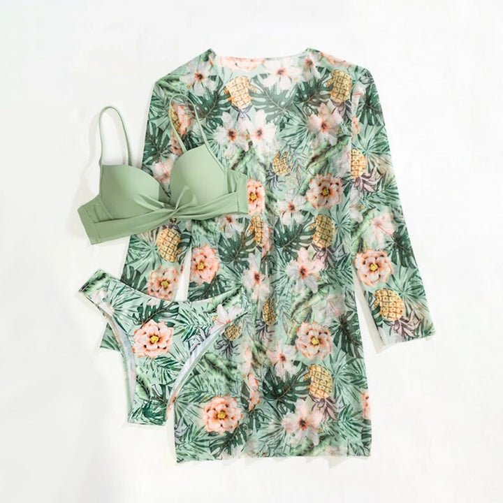 Damen Bademode-Set mit floralem Kimono und raffiniertem Bikini Echo Archiv
