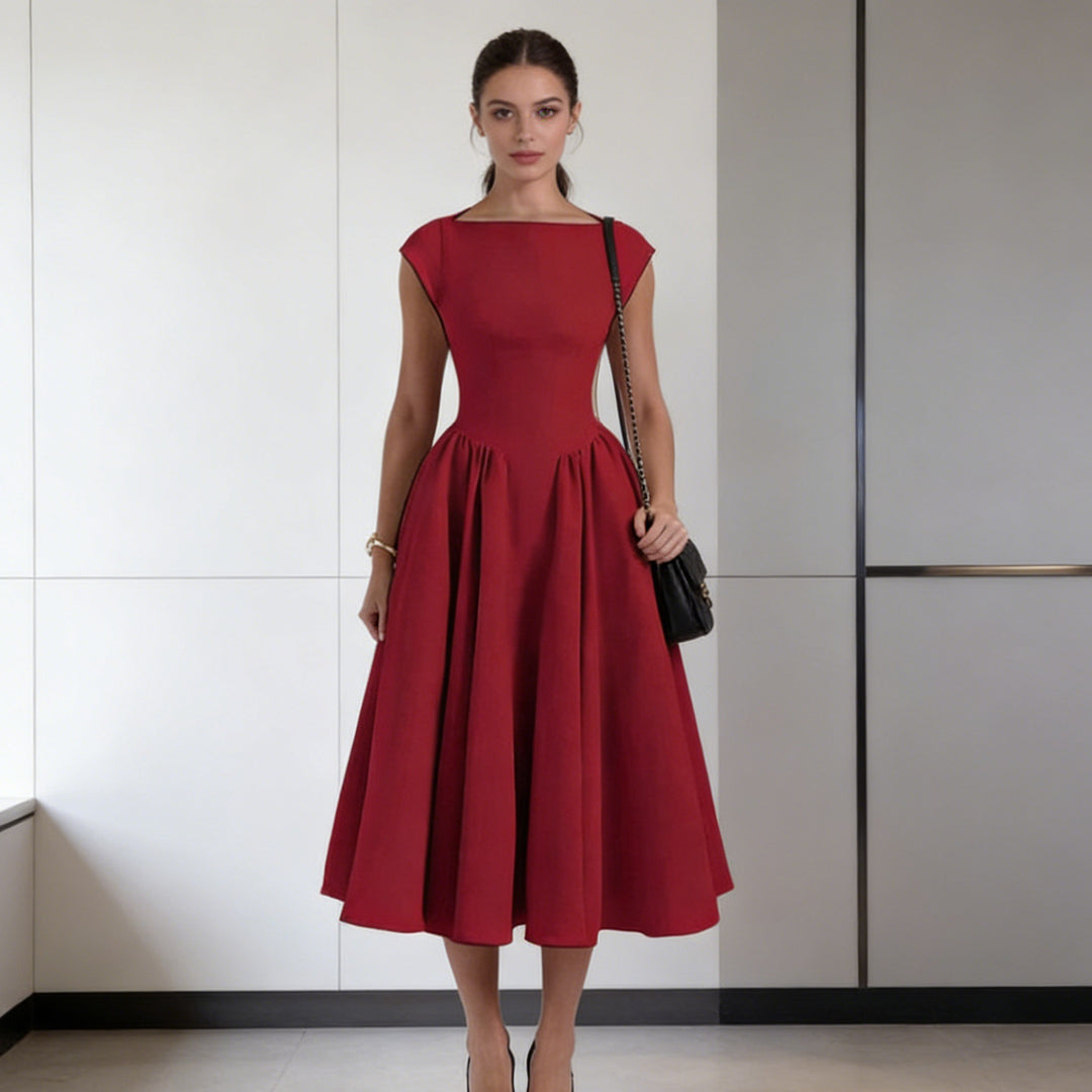 Damen Elegantes A-Linien Kleid mit breitem Saum und tailliertem Oberteil Echo Archiv