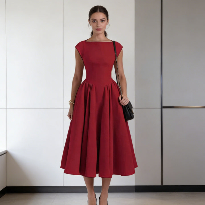 Damen Elegantes A-Linien Kleid mit breitem Saum und tailliertem Oberteil Echo Archiv