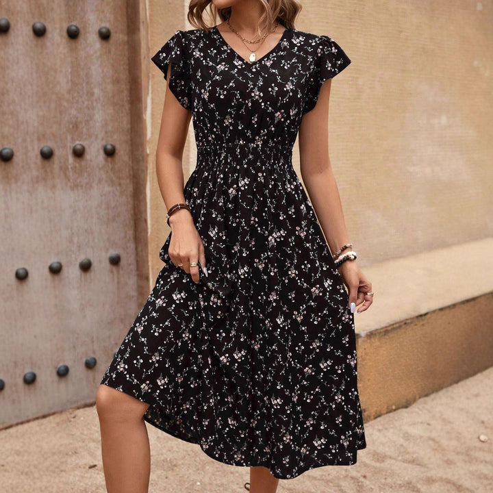 Damen Midikleid mit floralem Muster und Raffungen Echo Archiv